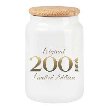 Cadeau du 25e anniversaire Mari Original avril 2001 - Boîte à biscuits avec couvercle en bois - blanc - Devant