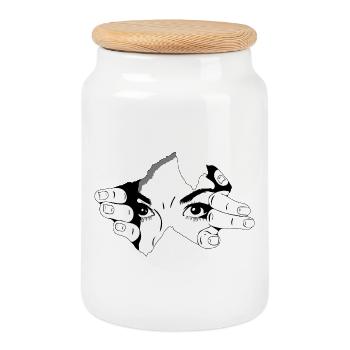 Yeux Fouillants Grunge alternatif inquiétant - Boîte à biscuits avec couvercle en bois - blanc - Devant