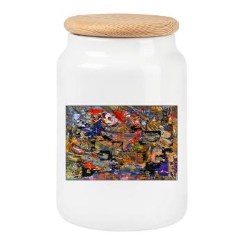 superposé - Boîte à biscuits avec couvercle en bois - blanc - Devant