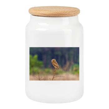 Owl the owl - Cookie Jar with Wooden Lid - white - Front
