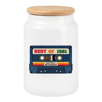 Best of 1981 – Retro Mixtape im Vintage-Look - Keksdose mit Holzdeckel - Weiß - Vorne