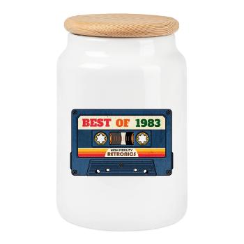 Best of 1983 – Retro Mixtape im Vintage-Look - Keksdose mit Holzdeckel - Weiß - Vorne
