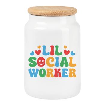 Social Worker Quota Lil Social Worker Social Work - Cookie Jar with Wooden Lid - white - Front