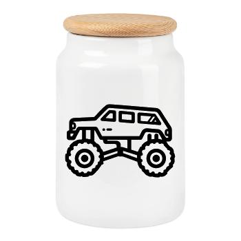 Monstertruck - Keksdose mit Holzdeckel - Weiß - Vorne