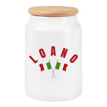 Loano Italian Flags  - Cookie Jar with Wooden Lid - white - Front