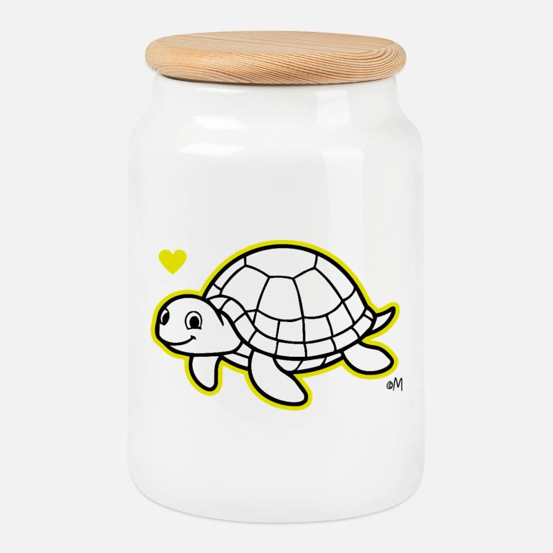 Max_the_turtle - Keksdose mit Holzdeckel - Weiß