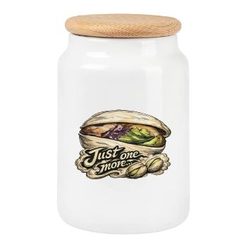 Pistache, juste un T-shirt de plus pour la soirée cinéma snack - Boîte à biscuits avec couvercle en bois - blanc - Devant