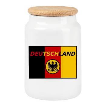 Deutschland Flagge mit Adler - Keksdose mit Holzdeckel - Weiß - Vorne