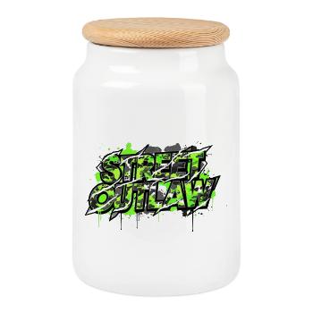 Tuning Spruch Street Outlaw Camouflage - Keksdose mit Holzdeckel - Weiß - Vorne