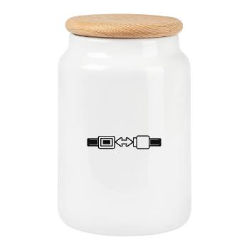 SeatBelt Sign - Cookie Jar with Wooden Lid - white - Front
