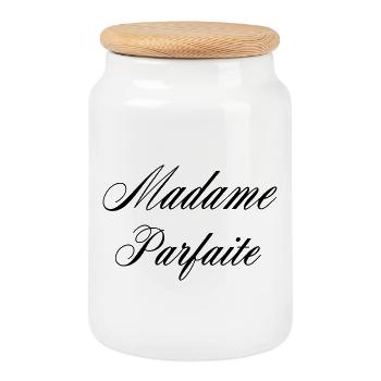 Madame Parfait Humour Femme - Cookie Jar with Wooden Lid - white - Front