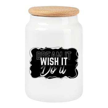 Dream Wish Do It - Cookie Jar with Wooden Lid - white - Front
