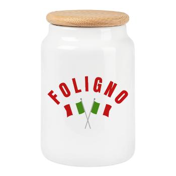 Blason des drapeaux italiens de Foligno - Boîte à biscuits avec couvercle en bois - blanc - Devant