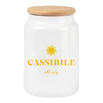 Cassibile Sicily Sun Vintage Logo - Boîte à biscuits avec couvercle en bois - blanc - Devant