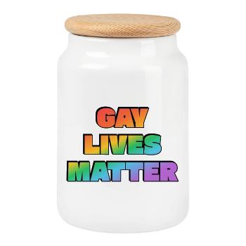 Pride Rainbow Typografische Aussage - Keksdose mit Holzdeckel - Weiß - Vorne