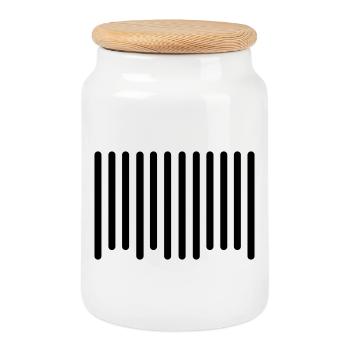barcode - Cookie Jar with Wooden Lid - white - Front