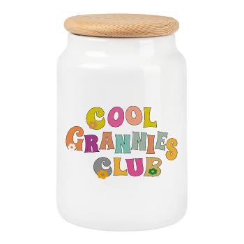 Club des Grand-mères Cool - Boîte à biscuits avec couvercle en bois - blanc - Devant