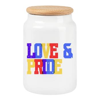 Love and Pride Rainbow - Cookie Jar with Wooden Lid - white - Front