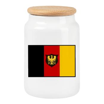Adlerflagge SchwarzRotGold Shield - Keksdose mit Holzdeckel - Weiß - Vorne