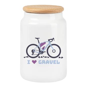 I Love Gravel Bike - Cookie Jar with Wooden Lid - white - Front