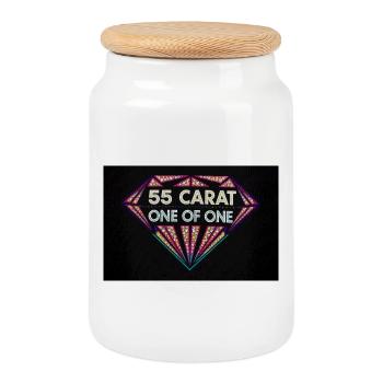 55 Carat One of One Diamond - Cookie Jar with Wooden Lid - white - Front