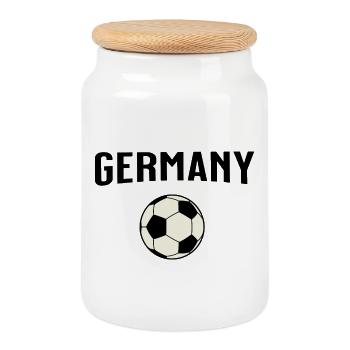 Allemagne - Allemagne - Ballon de football noir et blanc - Boîte à biscuits avec couvercle en bois - blanc - Devant