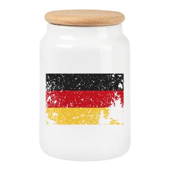 Drapeau de l’Allemagne - Boîte à biscuits avec couvercle en bois - blanc - Devant