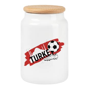 Turquie Football Maillot Supporter Turkey Soccer - Boîte à biscuits avec couvercle en bois - blanc - Devant
