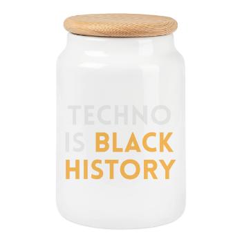 Techno Black History - Tenue Techno Festival Rave - Boîte à biscuits avec couvercle en bois - blanc - Devant