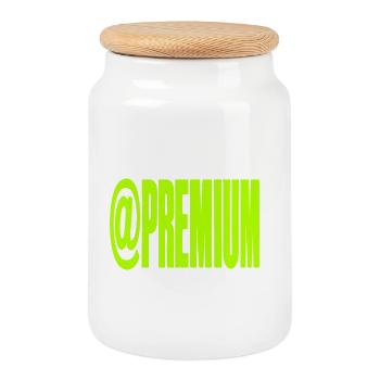 Premium @Symbool Neon Bold - Boîte à biscuits avec couvercle en bois - blanc - Devant
