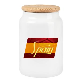 Football de drapeau rétro espagnol - Boîte à biscuits avec couvercle en bois - blanc - Devant