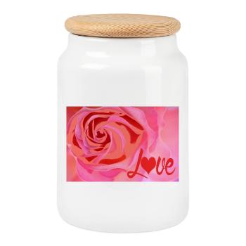Rose Love Color Explosion Love - Cookie Jar with Wooden Lid - white - Front