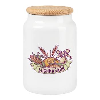 Premier festival de Lughnasa Lammas Lughnasadh - Boîte à biscuits avec couvercle en bois - blanc - Devant