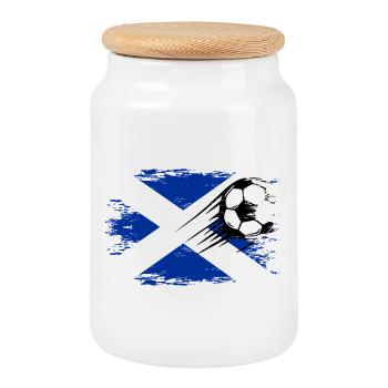 Schottland Flagge Fußball used - Keksdose mit Holzdeckel - Weiß - Vorne