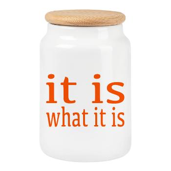 Pun, Irony, Saying - Cookie Jar with Wooden Lid - white - Front