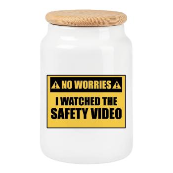 Ich habe mir das Sicherheitsvideo angesehen. (Arbe - Keksdose mit Holzdeckel - Weiß - Vorne