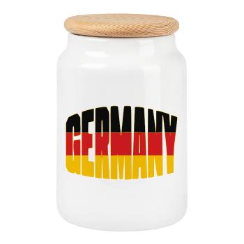 Germany Football Shirt, German Fan Design - Cookie Jar with Wooden Lid - white - Front