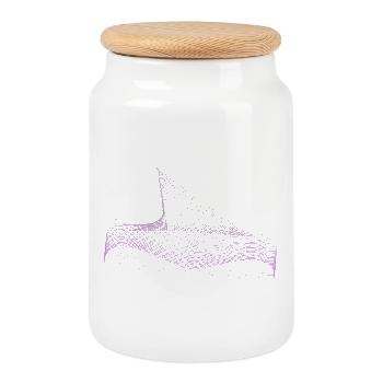 Vague de voile géométrique – Art de lignes génératives violettes - Boîte à biscuits avec couvercle en bois - blanc - Devant