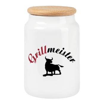 Grillmeister - Keksdose mit Holzdeckel - Weiß - Vorne