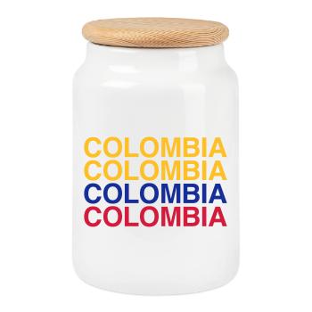KOLUMBIEN Colombian Flag - COLOMBIA - Cookie Jar with Wooden Lid - white - Front