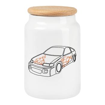 Voitures de sport, Voitures de course, Automobiles - Boîte à biscuits avec couvercle en bois - blanc - Devant