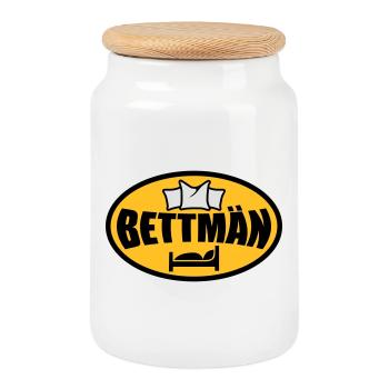 Bettmän | BettMan - Boîte à biscuits avec couvercle en bois - blanc - Devant