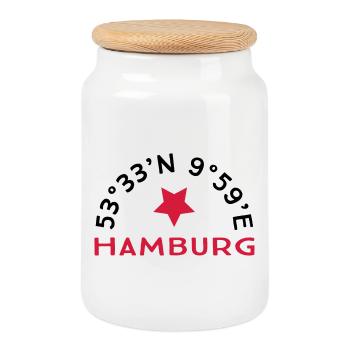 Hamburg - Cookie Jar with Wooden Lid - white - Front