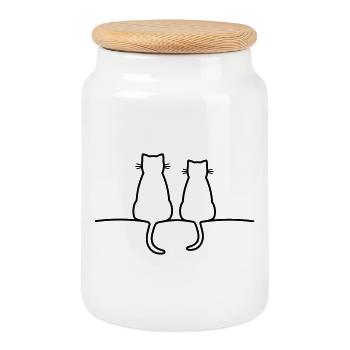 chats mignons chat amour amitié - Boîte à biscuits avec couvercle en bois - blanc - Devant