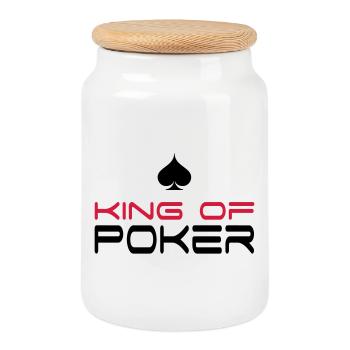 poker - Boîte à biscuits avec couvercle en bois - blanc - Devant