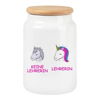 Unicorn Kontrast Lehrerin - Keksdose mit Holzdeckel - Weiß - Vorne