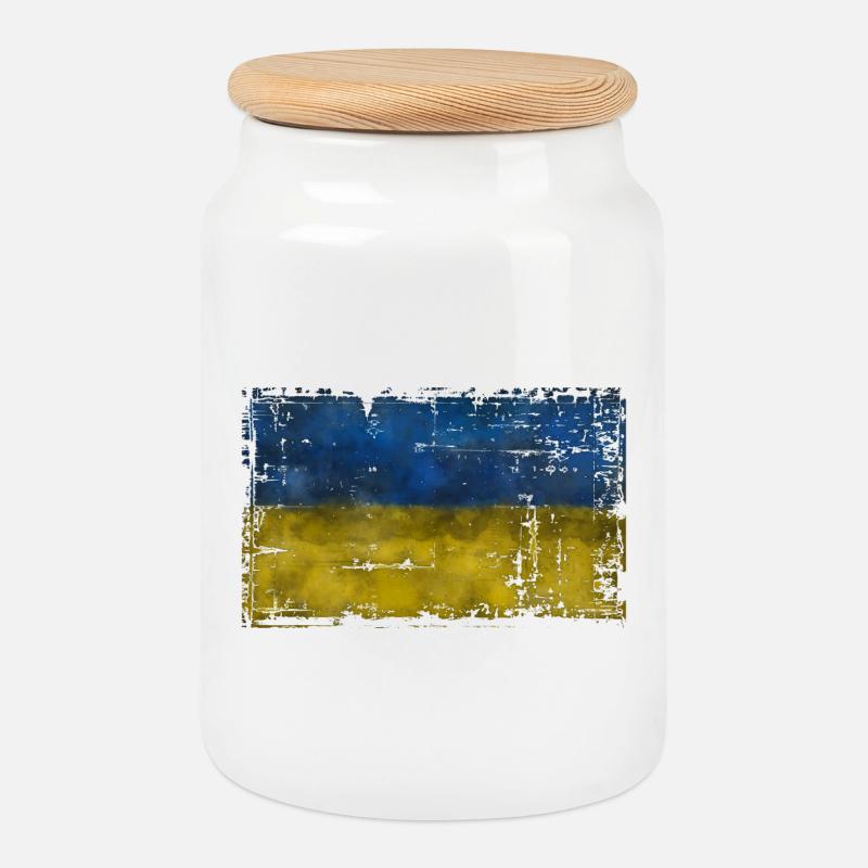 Ukraine - Keksdose mit Holzdeckel - Weiß