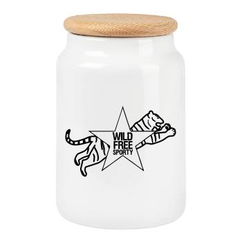Sport Sportler Tiger Tier Fun Sprüche Geschenk - Cookie Jar with Wooden Lid - white - Front