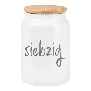 70 siebzig 70. Geburtstag Geschenk Geschenkidee - Keksdose mit Holzdeckel - Weiß - Vorne