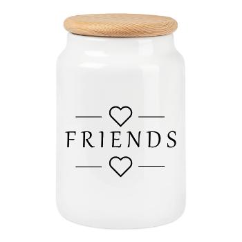 Meilleurs amis -Amis- - Boîte à biscuits avec couvercle en bois - blanc - Devant